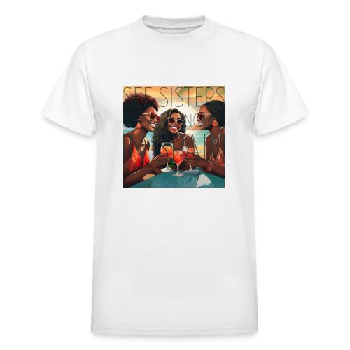 Mrs. S' GGG Retreat_Sisters Sipping Sangrias - Heavyweight Unisex T-Shirt by Gildan