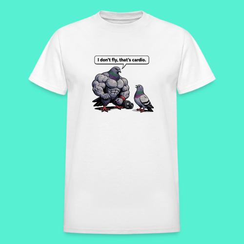 I Don't Fly That's Cardio - Pigeon Meme - Heavyweight Unisex T-Shirt by Gildan