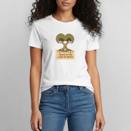 Peace To The Land Of Peace Tree Heart - Heavyweight Unisex T-Shirt by Gildan