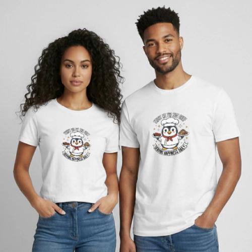 cute Penguin Chef-Funny Cartoon Daily Happiness - Heavyweight Unisex T-Shirt by Gildan