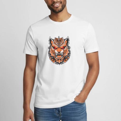 Tribal Demon Wolf Mask - Heavyweight Unisex T-Shirt by Gildan