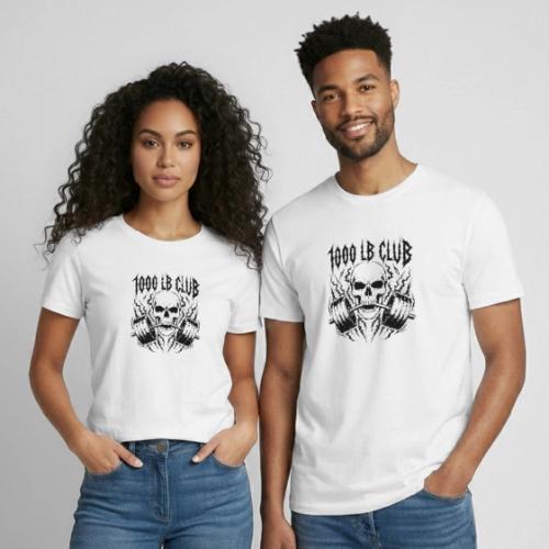 1000 LB Club Skull Barbell Powerlif - Heavyweight Unisex T-Shirt by Gildan