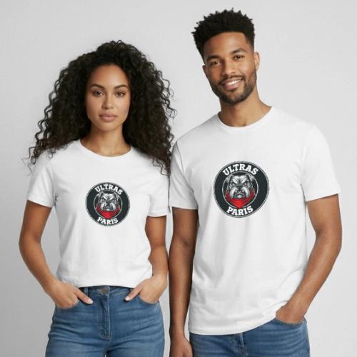 Ultras Paris Bulldog Football Fan Graphic - Heavyweight Unisex T-Shirt by Gildan