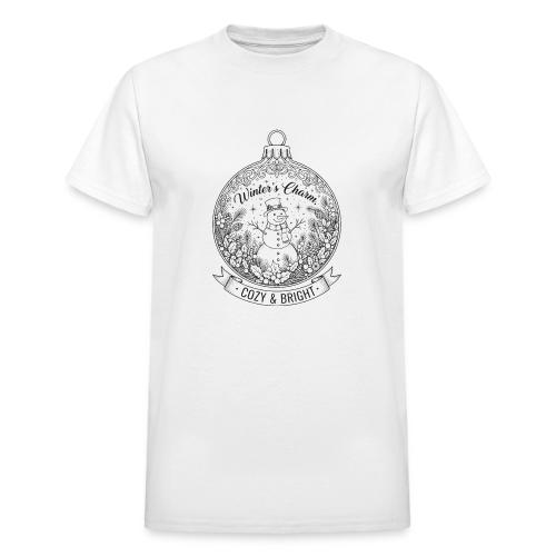 Festive Snowman T-Shirt - Heavyweight Unisex T-Shirt by Gildan