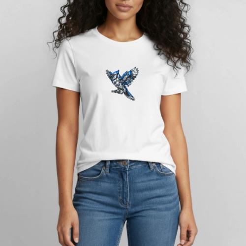 Silver Blue Jay Open Wing Perch - Heavyweight Unisex T-Shirt by Gildan