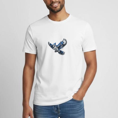 Silver Blue Jay in Flight - Heavyweight Unisex T-Shirt by Gildan
