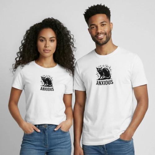 Anxious Cat - Heavyweight Unisex T-Shirt by Gildan