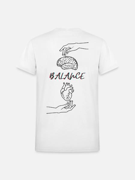 The Balance = Brain & Heart - Heavyweight Unisex T-Shirt by Gildan - white