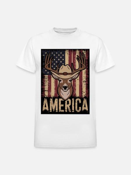 Deer Hunting American. - Heavyweight Unisex T-Shirt by Gildan - white