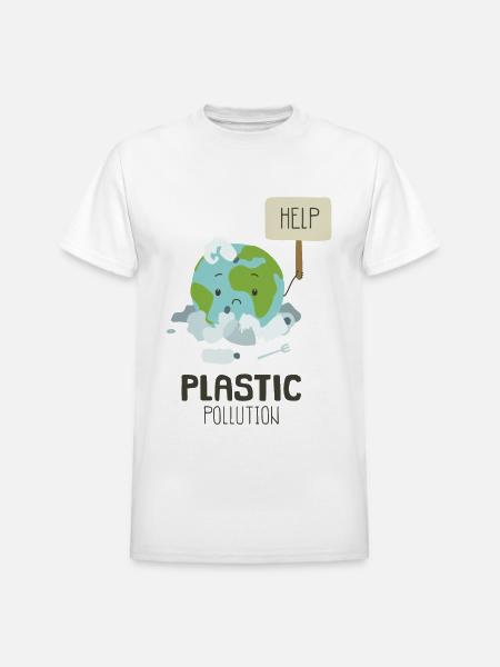 Earth Suffering Plastic Pollution - Heavyweight Unisex T-Shirt by Gildan - white