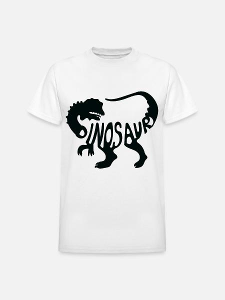 Bold Dinosaur Silhouette T-Shirt Design - Heavyweight Unisex T-Shirt by Gildan - white