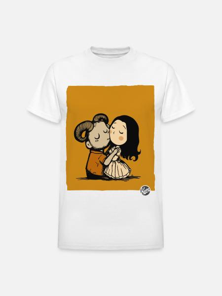 Rustic Ram Kiss Duo - Heavyweight Unisex T-Shirt by Gildan - white