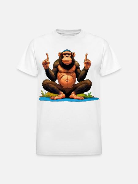 Monkey Yoga / Yogi Monkey - Heavyweight Unisex T-Shirt by Gildan - white