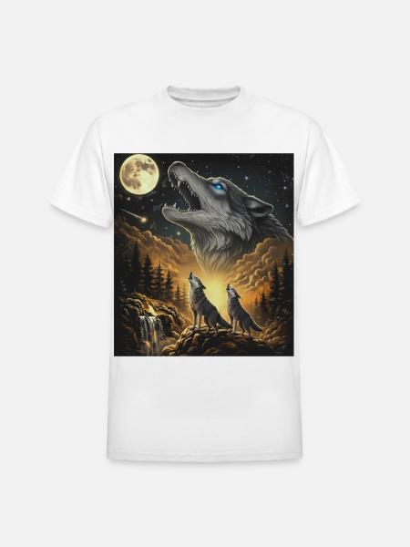 Moon Moonlight Howl Wolves Night - Heavyweight Unisex T-Shirt by Gildan - white