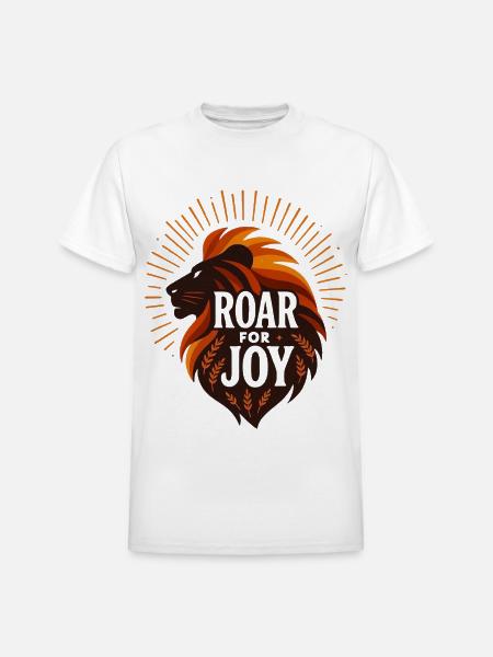Roar for Joy Lion Emblem - Heavyweight Unisex T-Shirt by Gildan - white