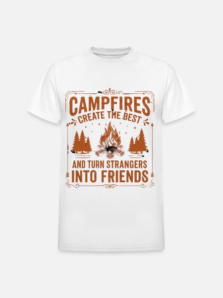 Campfires Turn Strangers Into Friends - Heavyweight Unisex T-Shirt by Gildan - white