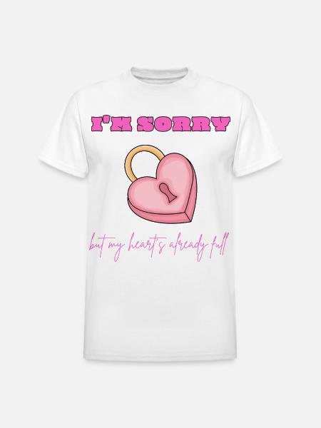 Pink Heart Lock Apology - Heavyweight Unisex T-Shirt by Gildan - white