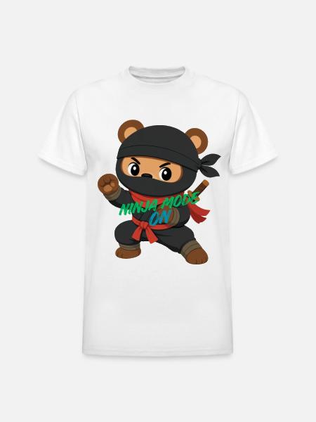 Ninja Panda Bear Mode On - Heavyweight Unisex T-Shirt by Gildan - white