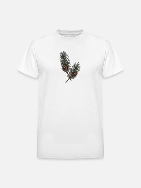 Evergreen Pinecone Sprigs - Heavyweight Unisex T-Shirt by Gildan - white