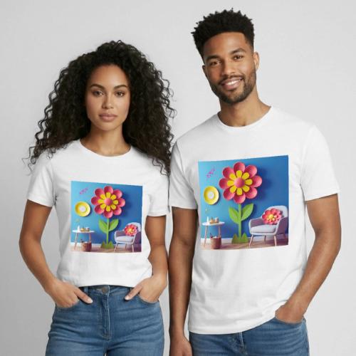 Flower design and harmony of environmental well-be - Heavyweight Unisex T-Shirt by Gildan