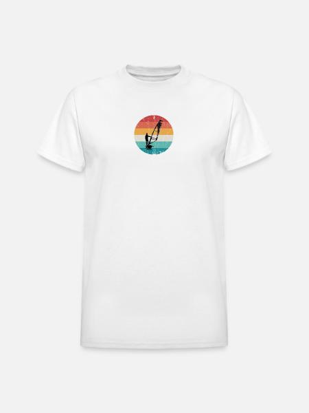 Retro Windsurf Sunset Circle - Heavyweight Unisex T-Shirt by Gildan - white