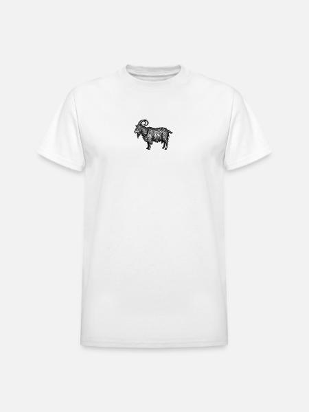 Midnight Nebula Goat - Heavyweight Unisex T-Shirt by Gildan - white