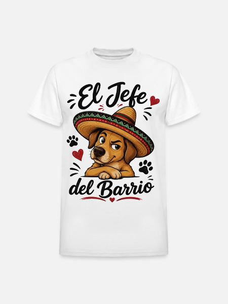 El Jefe del Barrio Dog - Heavyweight Unisex T-Shirt by Gildan - white