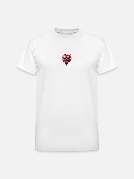 Blood Splash Skull Art - Heavyweight Unisex T-Shirt by Gildan - white