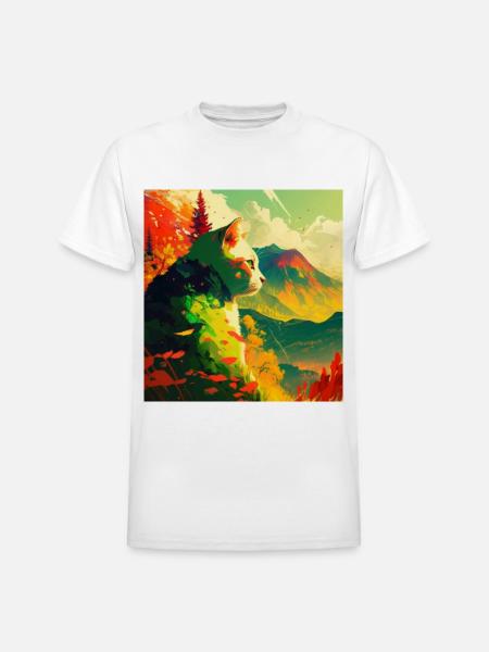 CAT - Heavyweight Unisex T-Shirt by Gildan - white