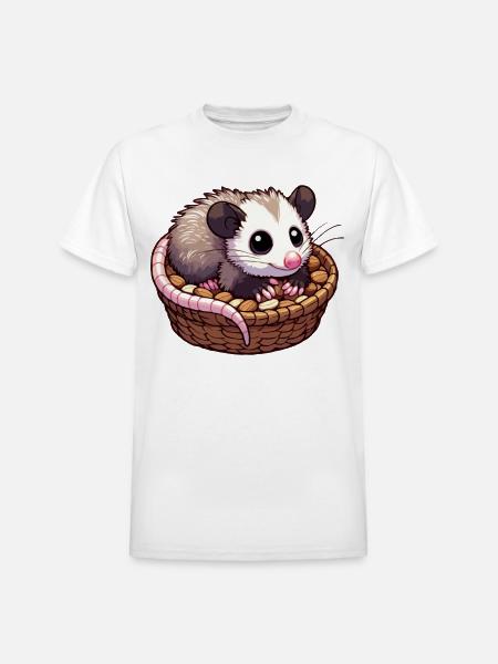 Cute Baby Opossum - Heavyweight Unisex T-Shirt by Gildan - white