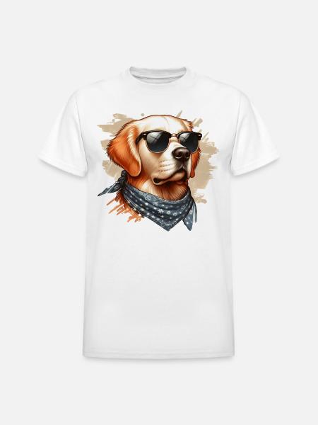 Golden Retriver Art - Heavyweight Unisex T-Shirt by Gildan - white