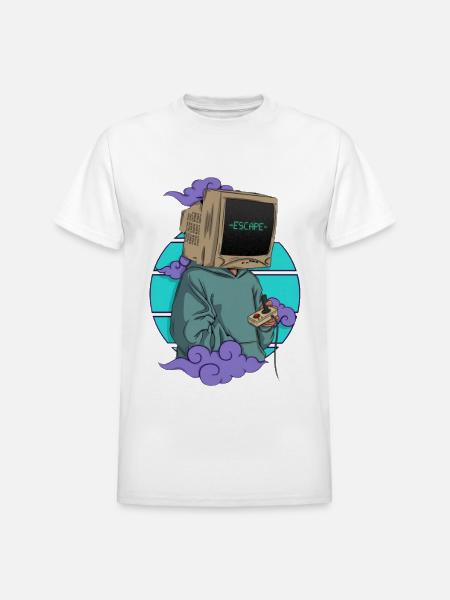 Escape Console Hoodie - Heavyweight Unisex T-Shirt by Gildan - white