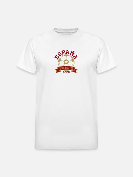 España Vamos 2026 Gold Emblem - Heavyweight Unisex T-Shirt by Gildan - white