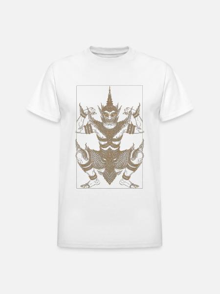 Golden Deva Guardian Mandala - Heavyweight Unisex T-Shirt by Gildan - white