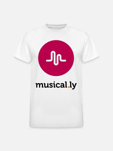 Musical.ly Logo - Heavyweight Unisex T-Shirt by Gildan - white