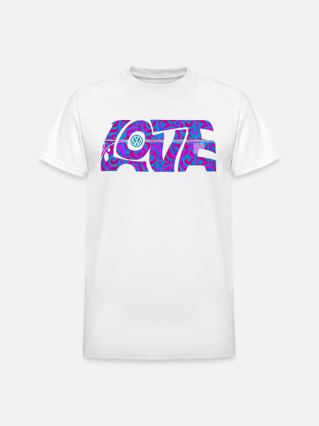 Volkswagen VW T1 Camper Love With VW logo - Heavyweight Unisex T-Shirt by Gildan - white