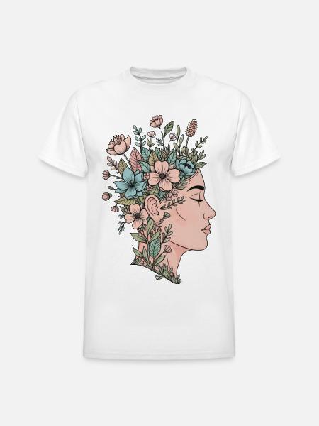 Blooming Mind - Heavyweight Unisex T-Shirt by Gildan - white