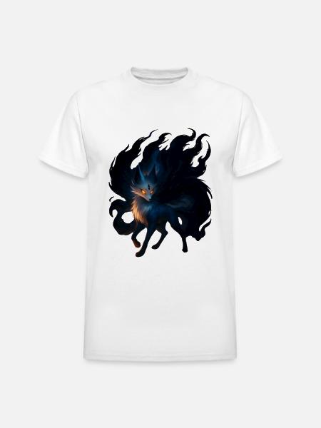 Mystic Night Wolf Illustration - Heavyweight Unisex T-Shirt by Gildan - white