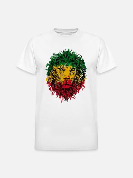Africa map rasta lion - Heavyweight Unisex T-Shirt by Gildan - white
