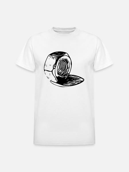 Screw Nut Melted Vertically - Heavyweight Unisex T-Shirt by Gildan - white