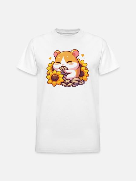 Sunflower Seeds & Hamsters - Heavyweight Unisex T-Shirt by Gildan - white
