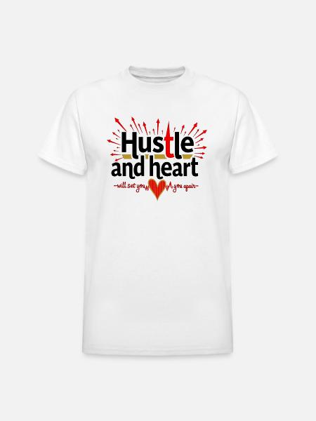 Hustle Heart - Heavyweight Unisex T-Shirt by Gildan - white