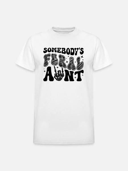 Somebody's Feral Aunt - Heavyweight Unisex T-Shirt by Gildan - white