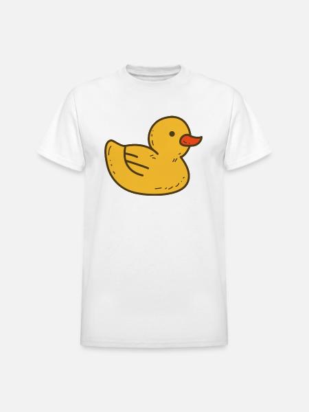 Illustrated Yellow Rubber Ducky - Heavyweight Unisex T-Shirt by Gildan - white