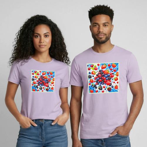 Colorful Berry Fiesta Design - Heavyweight Unisex T-Shirt by Gildan