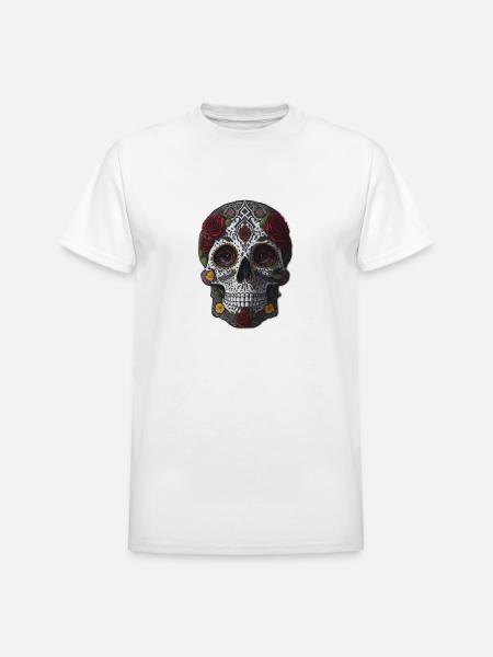 Beautiful skull art - Heavyweight Unisex T-Shirt by Gildan - white