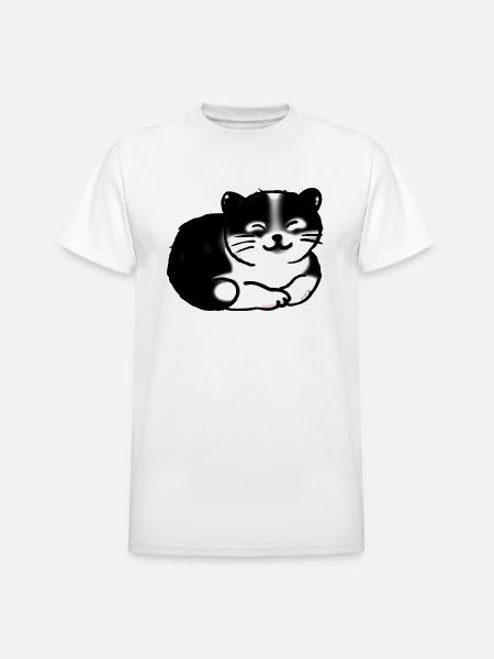 Black And White Cat - Heavyweight Unisex T-Shirt by Gildan - white