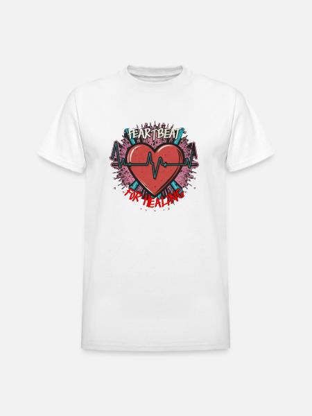 Heartbeat for Healing - Heavyweight Unisex T-Shirt by Gildan - white