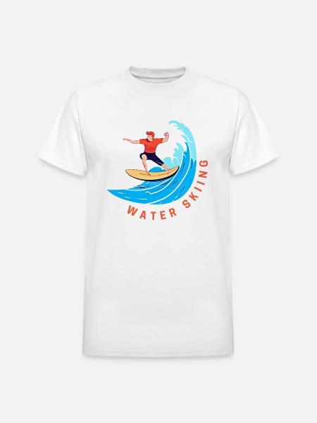 skiing On the water - Heavyweight Unisex T-Shirt by Gildan - white
