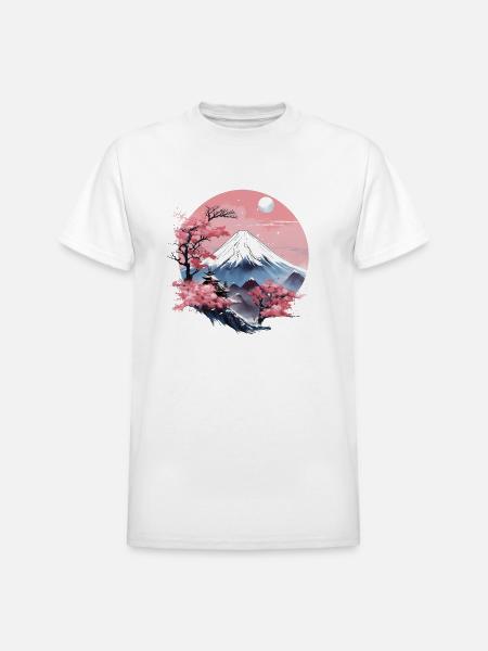 Mount Fuji Sakura - Heavyweight Unisex T-Shirt by Gildan - white